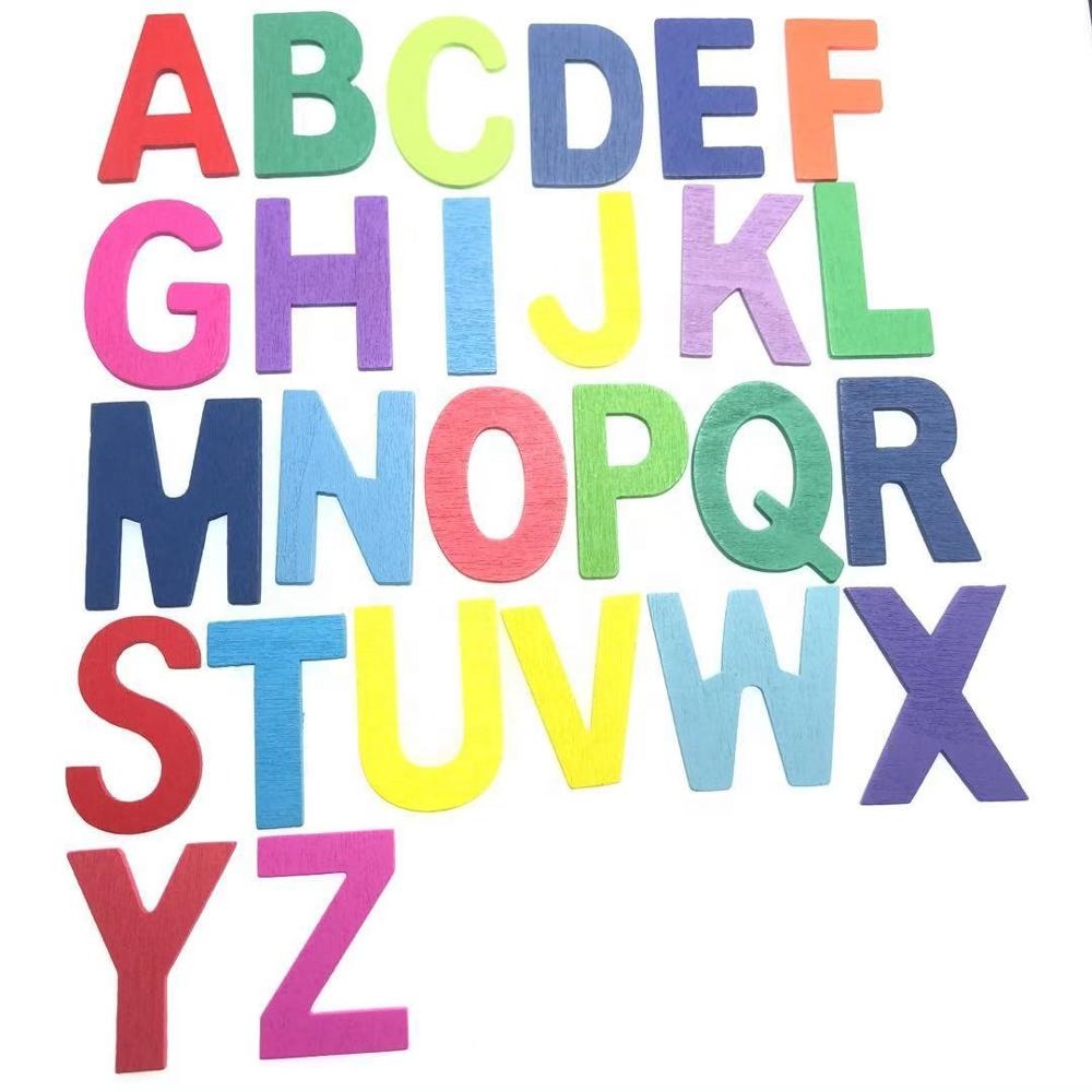 A to Z конфетные цвета 3,2 см лазерная резка деревянные буквы рукоделие алфавит слово Декор Образовательные Деревянные вырезы игрушка DIY буквы