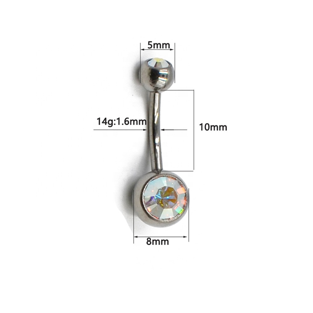 Gaby ASTM F136 belly ring G23 titanium crystal navel rings internal thread piercing titanium body jewelry