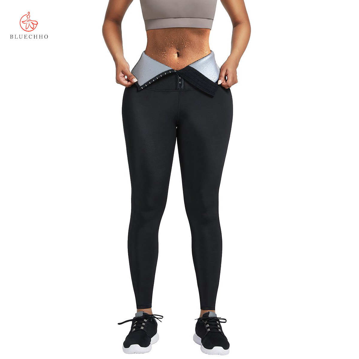 Для женщин с высокой талией Maillot De Bain Femme Пот Женские брюки для йоги с утягивающий корсет на молнии для придания формы телу леггинсы