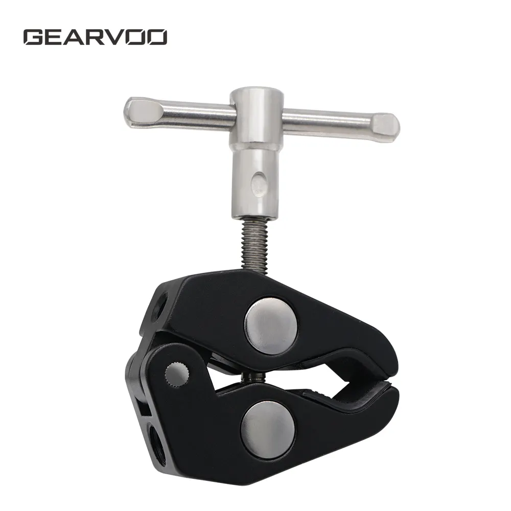 Durable aluminum alloy super clamp with 1/4" and 3/8" thread and stainless steel screw