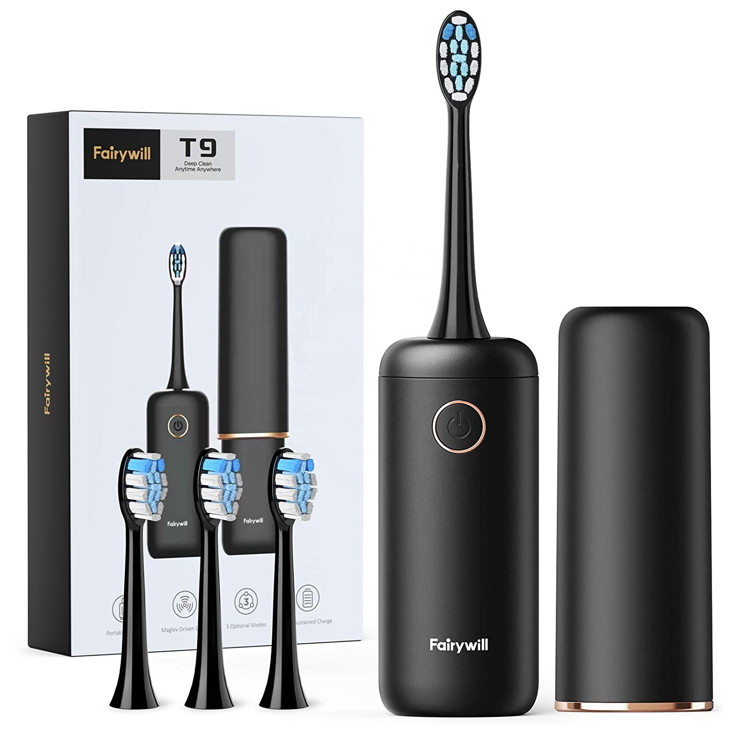 Fairywill FW T9 IPX7 Waterproof Ultra Cleaning 3 Modes Electrical Electronic Electric Tooth Brush Toothbrush for Man Women
