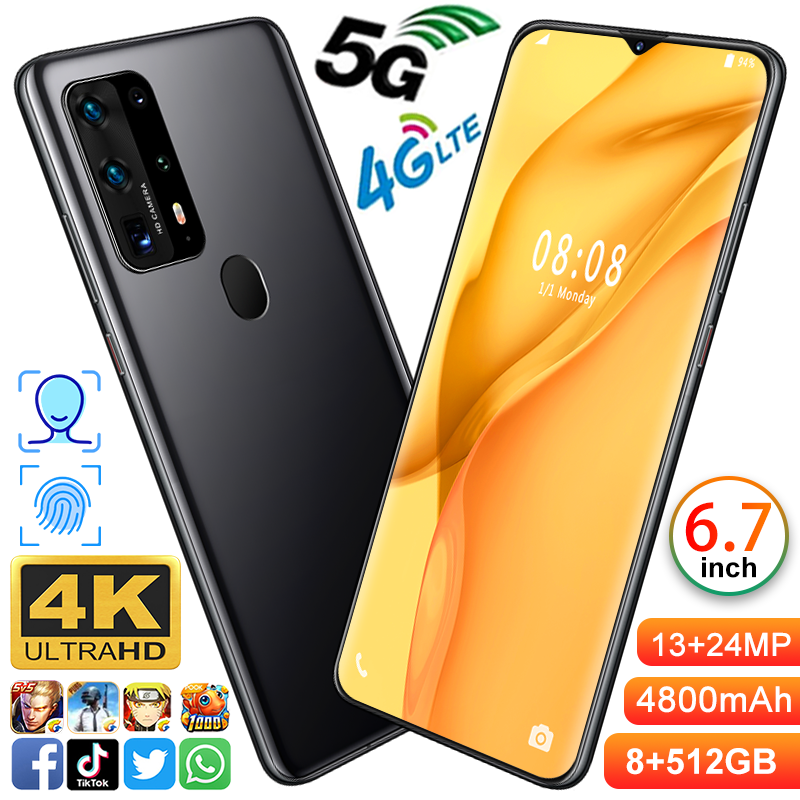 2020 горячая Распродажа P43 Pro Android 10,0 смартфон 6,7 дюйма большая память 8 ГБ + 128 ГБ тонкая разблокировка лицом две карты