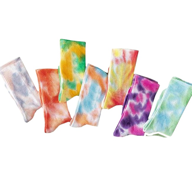 Middle-tube socks street trend high top tie dye socks men and women cotton sports basketball socks skateboard