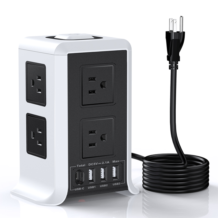 Multi Layer Vertical Power Socket Powerboard 8 Outlets Vertical Tower Socket 4 Usb Port Outlet Charger Multi Socket Tower