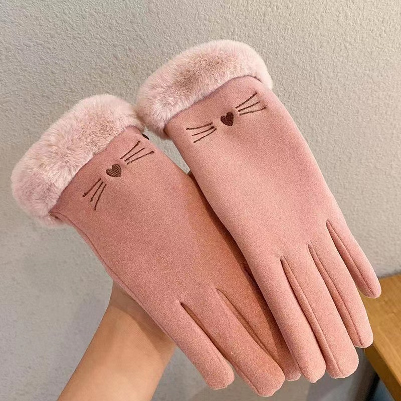 Модные зимние теплые флисовые сенсорные женские перчатки