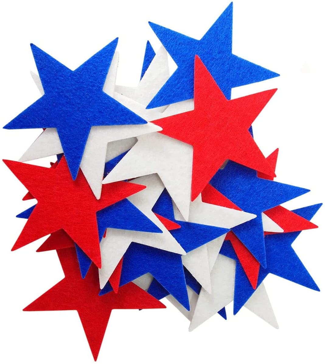 36 шт. 3 дюймов фетр наклейки-звездочки 4th of July фетр Star Лазерная вырез Скрапбукинг Красный, белый и синий клей ремесленные войлочные
