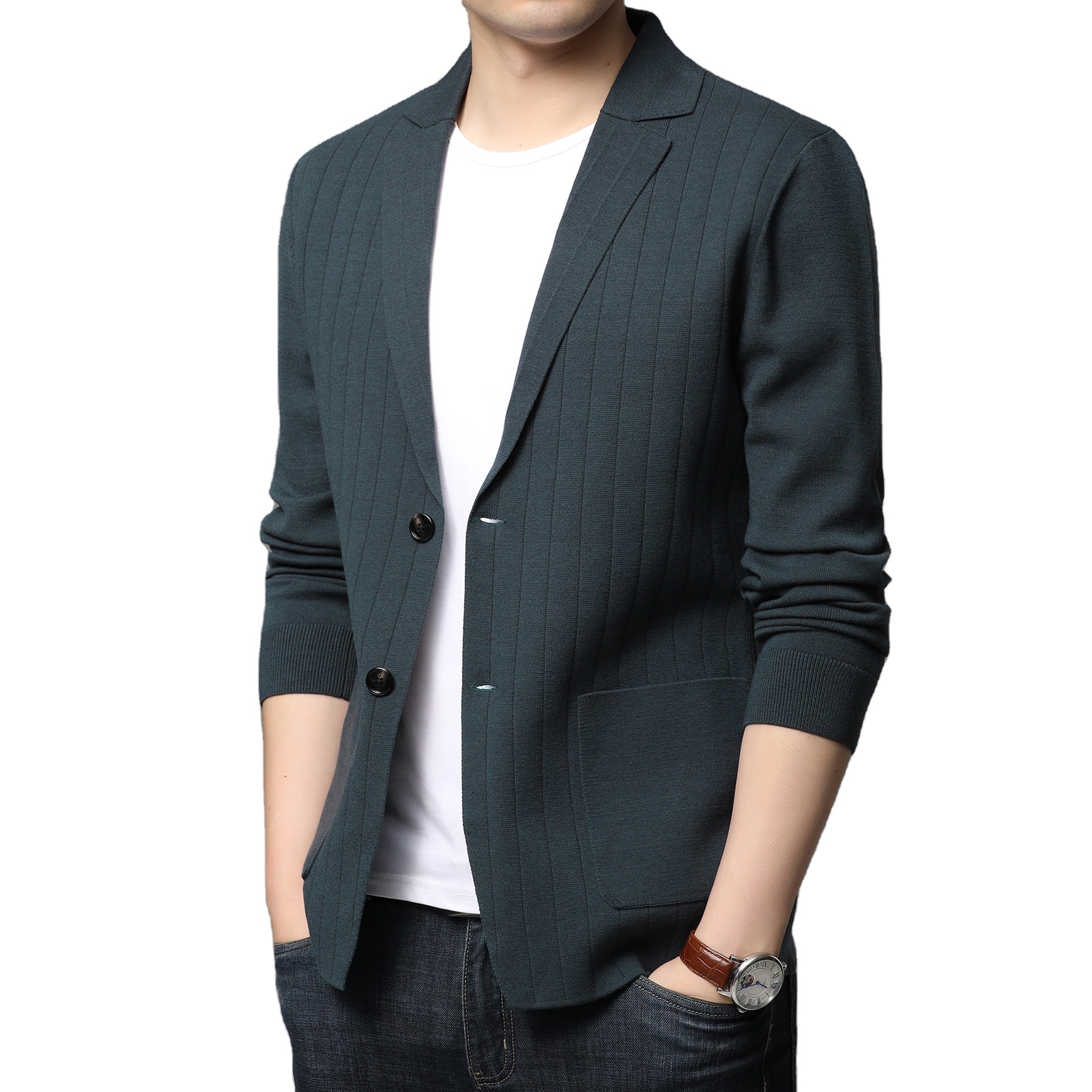 Mens knit sweater fashion design fall winter 2021 cardigan striped sweater for men