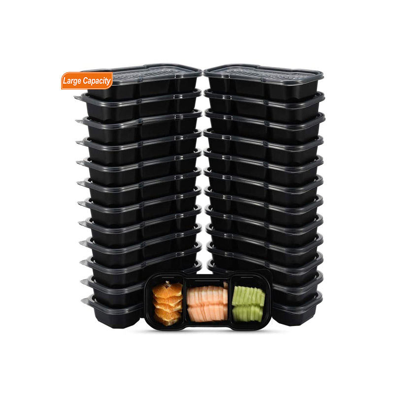 Хит продаж, коробки для пищевых продуктов bento с 3 отделениями, пластиковые упаковочные коробки, пластиковые контейнеры с крышками, пищевая упаковка без бфа
