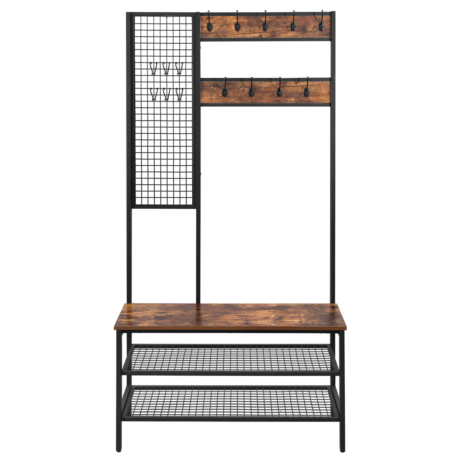 Living Room Hallway Industrial Design Coat Shoe Rack Stand Brown wood coat rack shoe cabinet