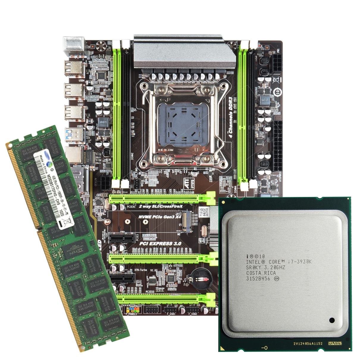 Комплект материнской платы X79 с LGA2011, комбинированный процессор Core i7 3930K, память 16 Гб