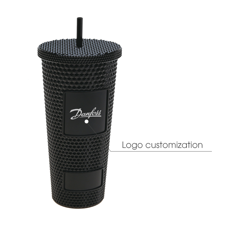 2022 Customized Logo In Bulk Double Walled Matte Black Coffee Skinny Tumbler With Straw
