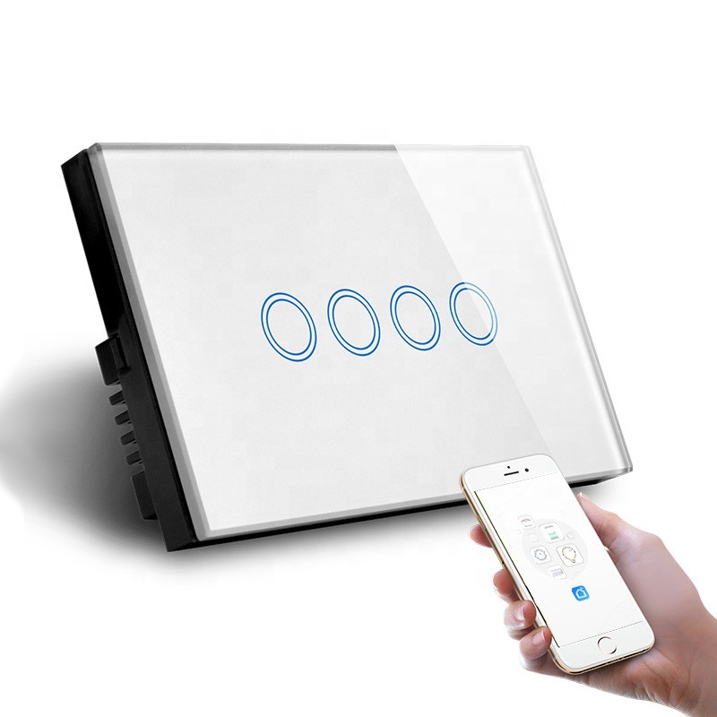 Стандарт США/AU SAA одобрении стеклянная панель Tuya Smart Life 4 банды 1 способ/2 Way/3 Way умный переключатель Wifi контролируемых выключатели света