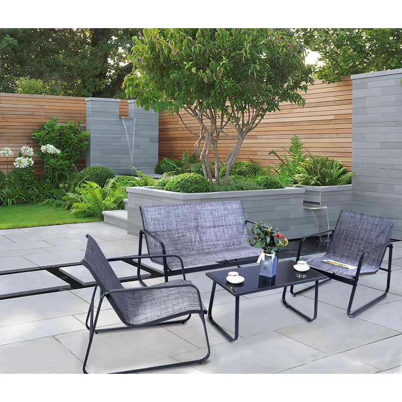 Outdoor Furniture Garden Set 4 Piece Patio Conversation Sofa Sets