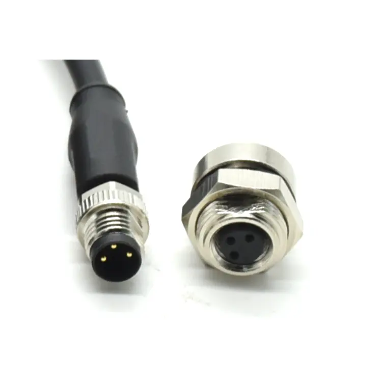 Manufacturers 3 pin waterproof male and female industrial plug and socket connector m8