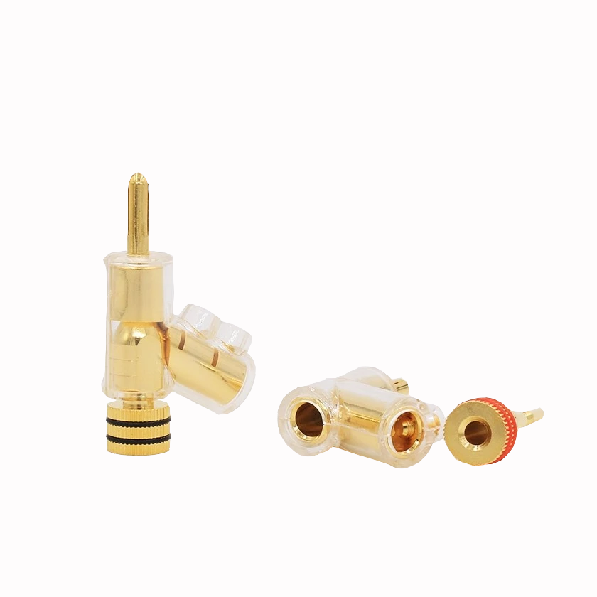 OEM ODM Brass Gold Plated Gun-type Audio Video Speaker Adapter 6mm Banana Connector
