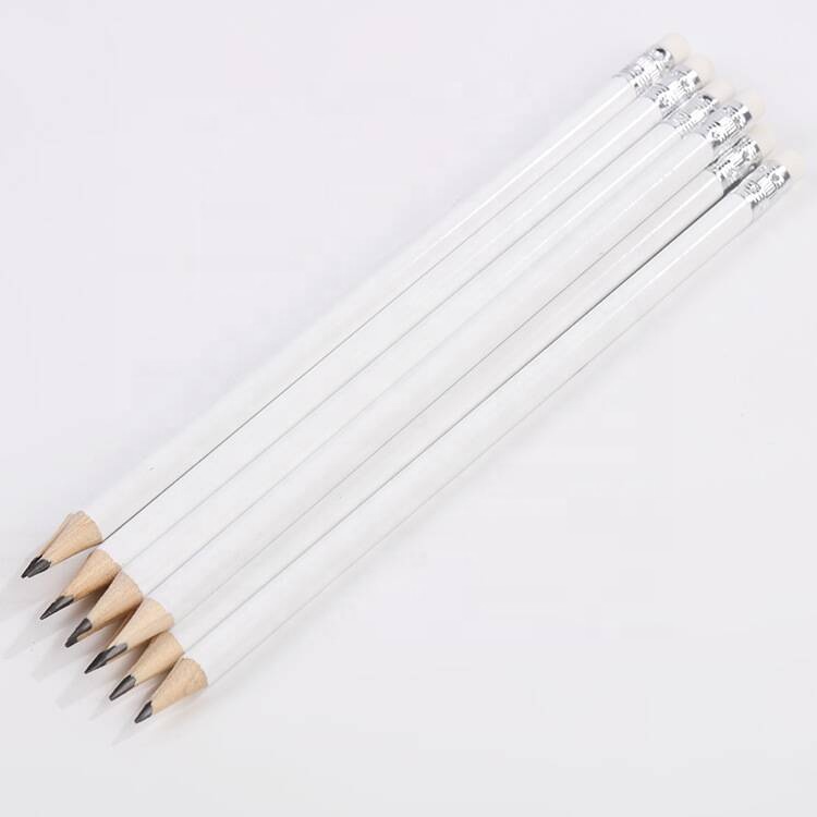 White Round Body With Rubber Pencil Spot Hotel Custom Logo Can Be Customized HB Pencil
