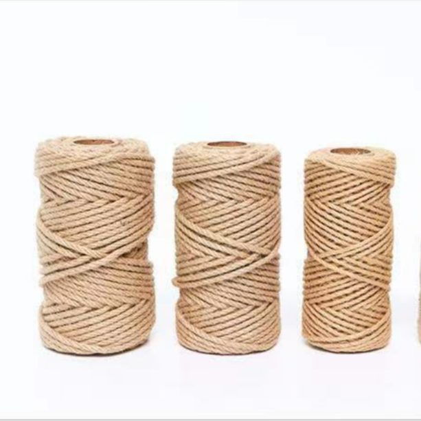 3MM 100M 100% Jute Yarn Customize Width Weight Length High Strength Thick Hand Knit Crochet Weave Jute Yarn For Wall Panel Rug
