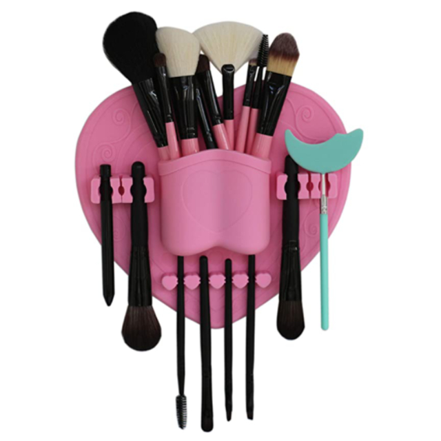 Silicone Makeup Brush Organizer Holder Easy to Mount to Wall Mirror Dresser or Tile