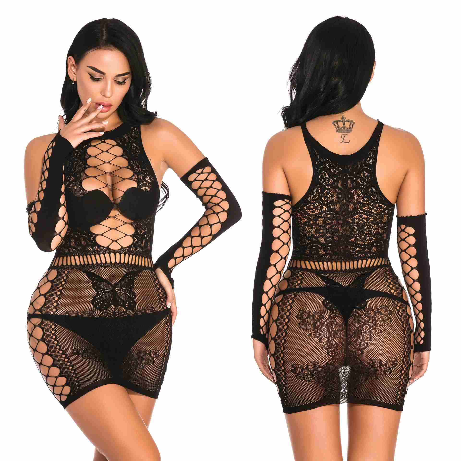 YD-8737 Hot sale mesh sexy pajama lingerie solid color underwear women bodysuit body stocking