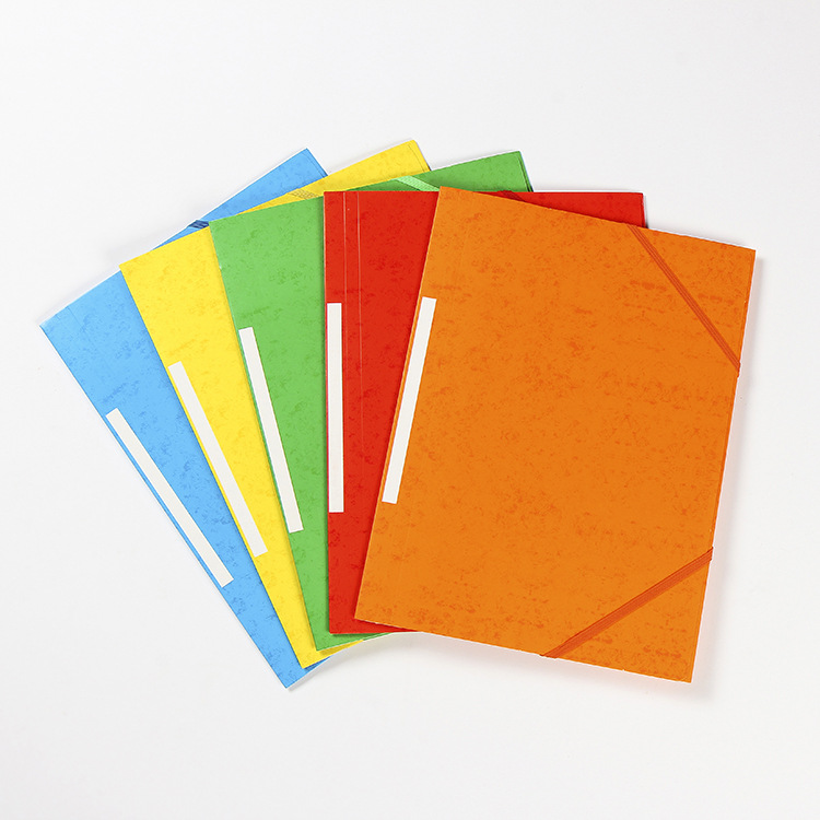 Custom wholesale white cardboard elastic rope folder file bag paper folder