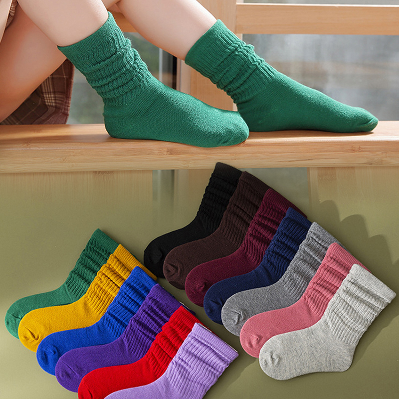 Cotton Unisex slouch socks for kids soft touch baby socks ribbed princess cute baby girl frill bright colorful chikldren socks