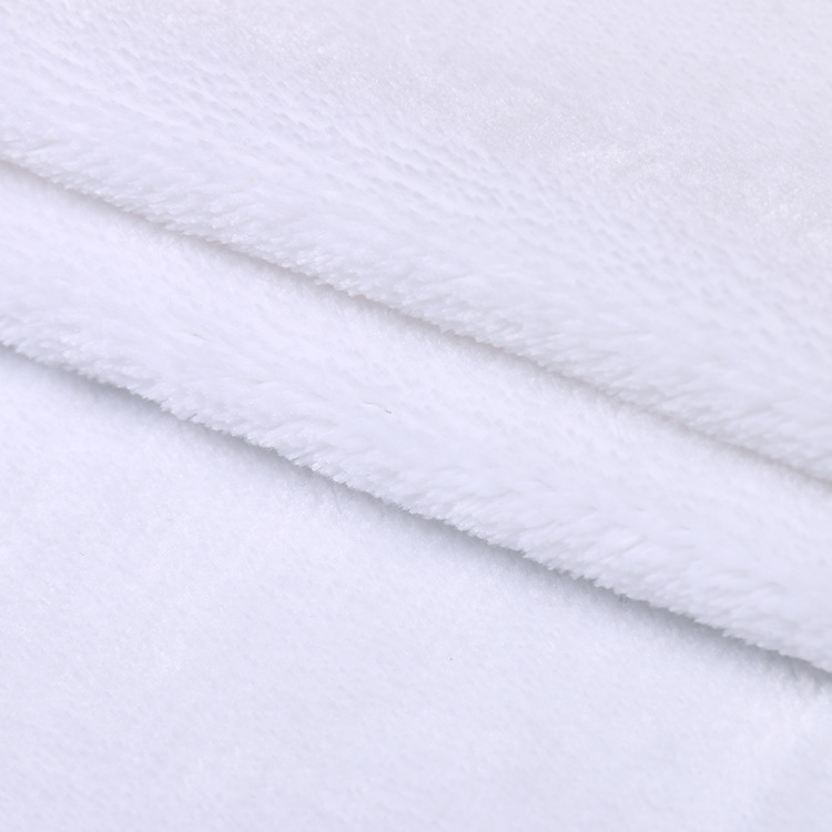 Custom warp knitted pure white 100% polyester baby pajamas fabric single side flannel fleece fabric by metre