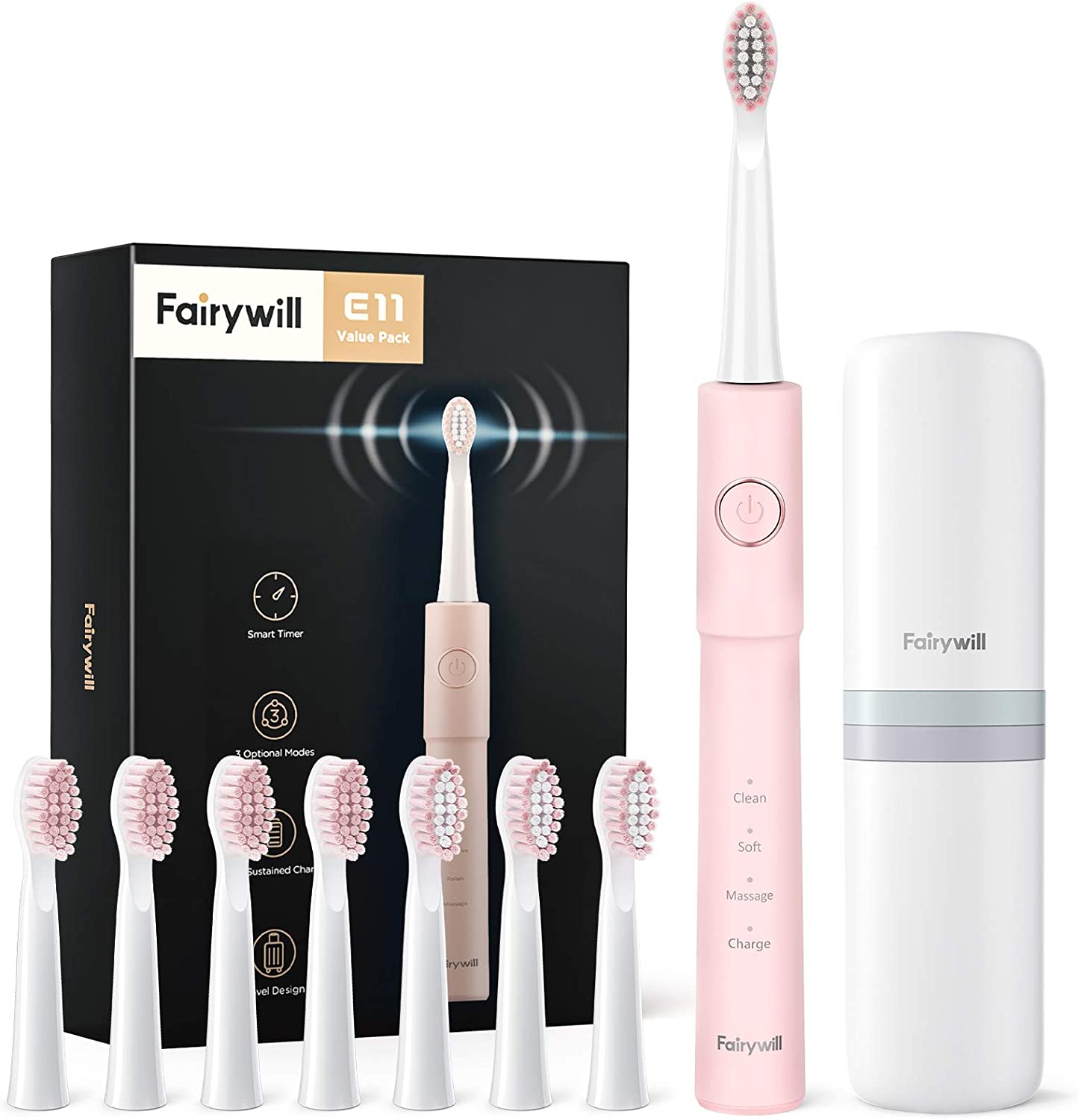 Fairywill FW E11 2021 2020 2022 портативная тонкая электрическая зубная щетка для ухода за полостью рта для взрослых и подростков