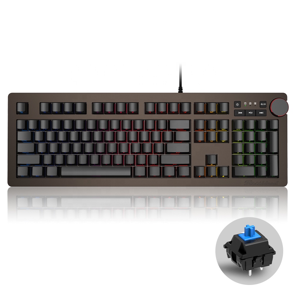 AJAZZ AK60 110 клавиш с мультимедийными клавишами RGB Механическая игровая клавиатура Серебристые переключатели скорости-алюминиевая панель-ручка двойного режима