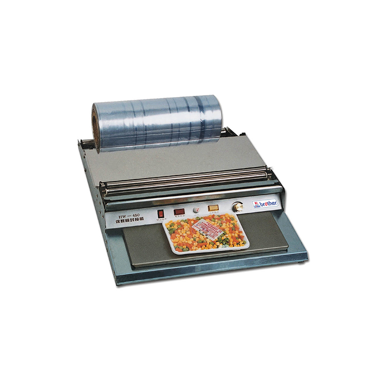 TW450 Semi Automatic Manual Meat Fish Food Vegetable Hand Plastic Cling Film Tray Wrapping Machine