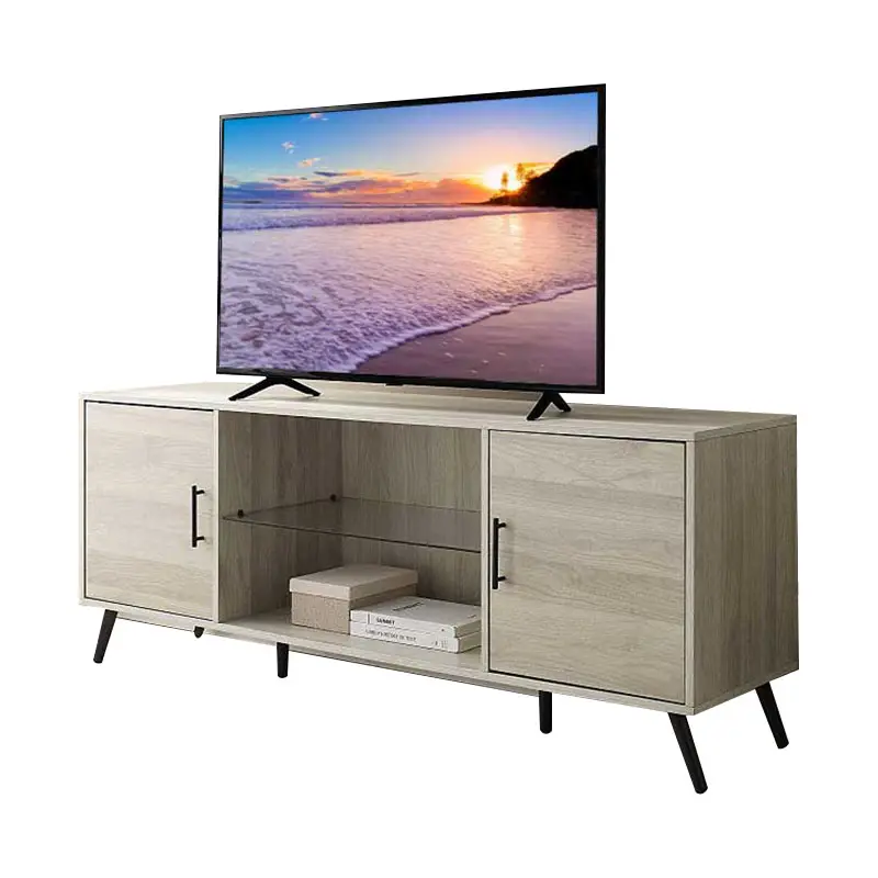 Wooden TV Cabinet Living Room Furniture Grey Color TV Unit Entertainment Wall Unit TV Stand