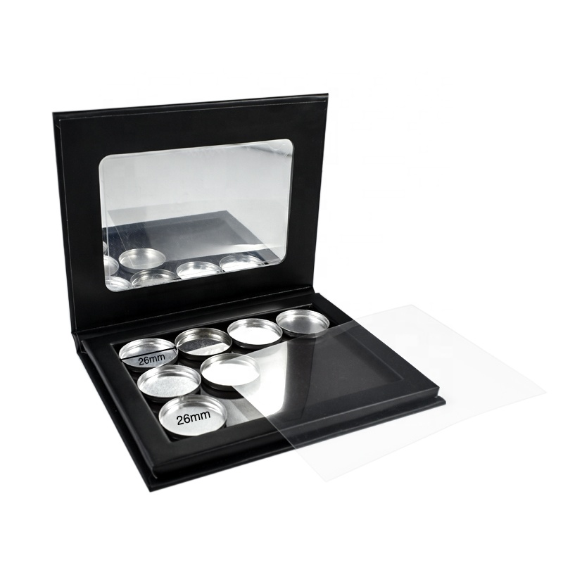 OEM 12 Color 26mm Magnetic Eyeshadow Palette with Mirror Cardboard DIY Eye Shadow Palette Black Empty Eyeshadow Palette