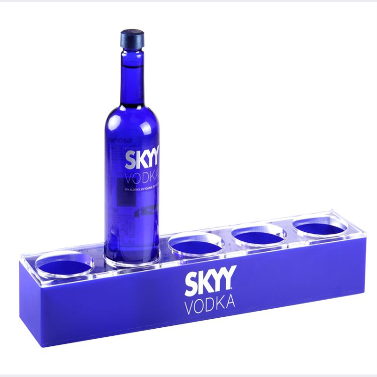 Bar Counter 5 Bottles Blue Acrylic Wine Display Rack/ Wine Bottle Holder