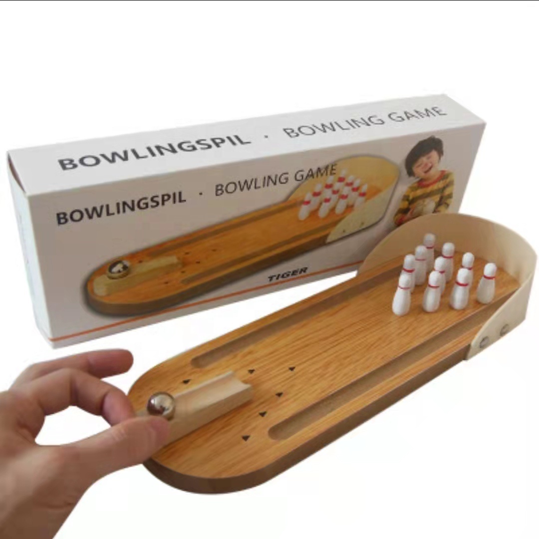 Настольная игра для боулинга, деревянная настольная мини-игра для боулинга с 10 штырьками, стратегическая игра для взрослых и детей