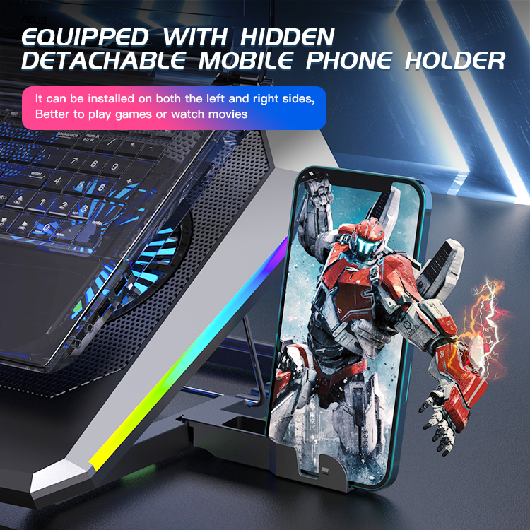 2021 5 Silent Fan Low Power Laptop Cooling Pad Light Adjust Button laptop desk with fan Gaming Notebook Cooler