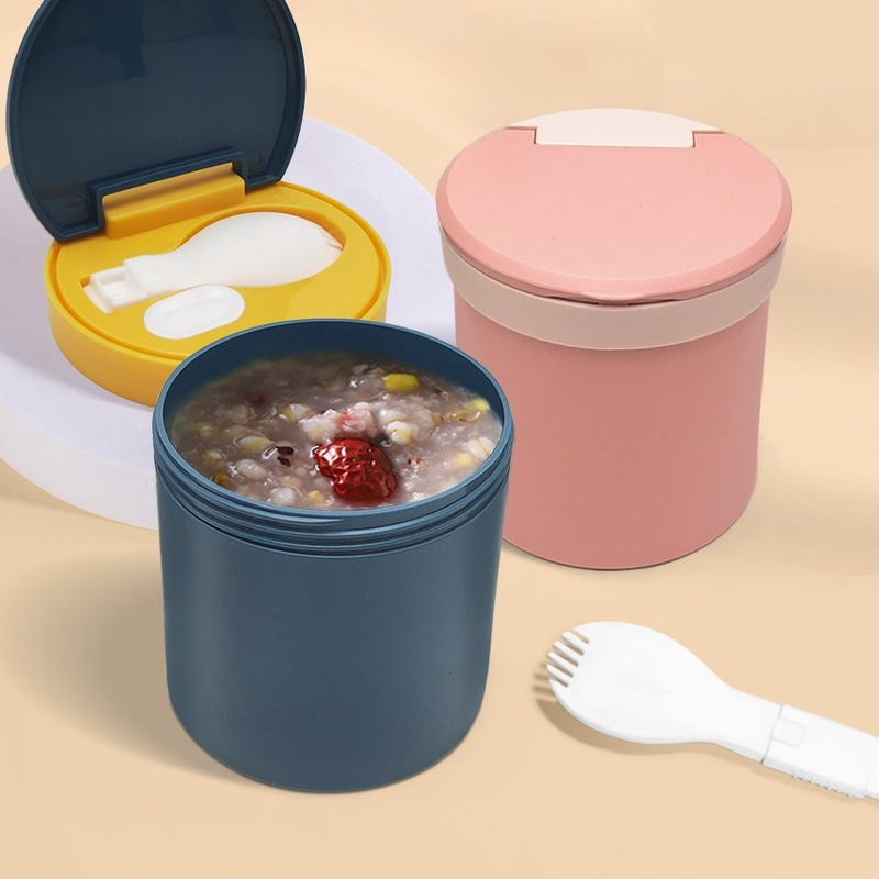 450ml Bpa Free Convenient Breakfast Plastic Soup Containers,Soup Packing,Soup Packing With Folding Fork Spoon