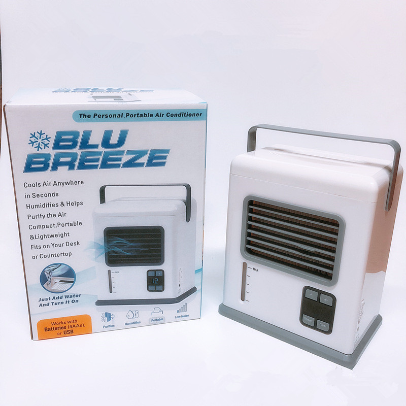 Портативный светодиодный дисплей BLU BREEZE с аккумулятором постоянного тока, многоразовое устройство для кондиционирования воздуха, настольный вентилятор, охладитель воздуха