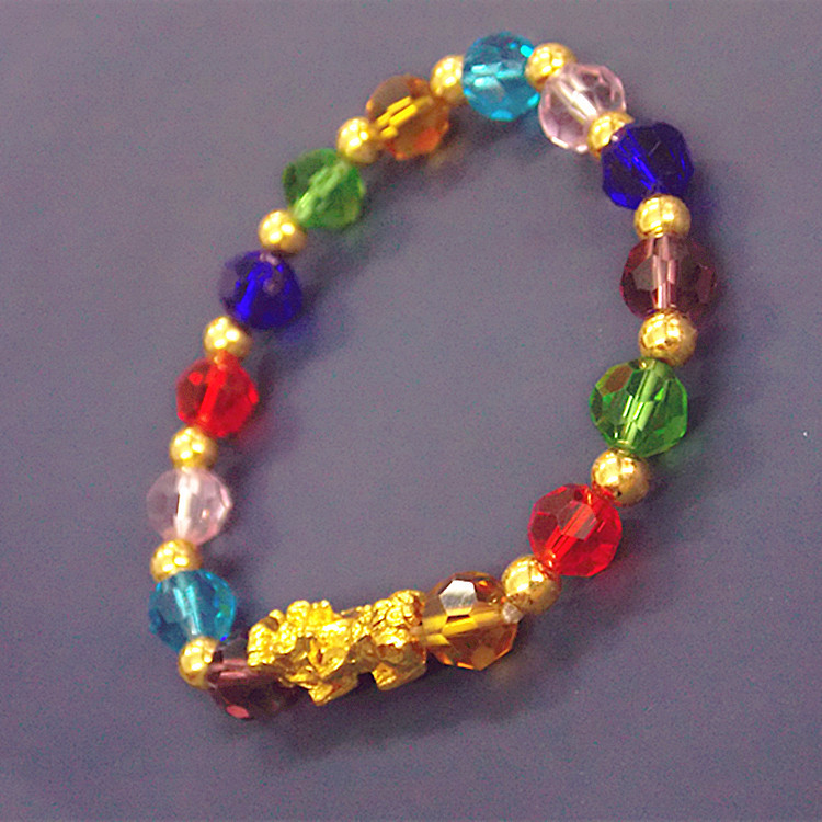Natural Stone Colorful Fluorite Carved Pixiu Fashion Jewelry Summer Bracelets for Women Lucky Amulet Crystal Bracelet