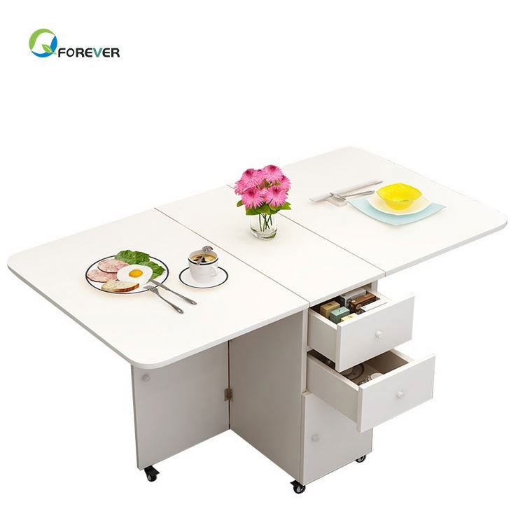 Simple Modern Small Apartment Telescopic Folding Table Rectangular Mobile Kitchen Locker Simple Dining Table Chair Combination