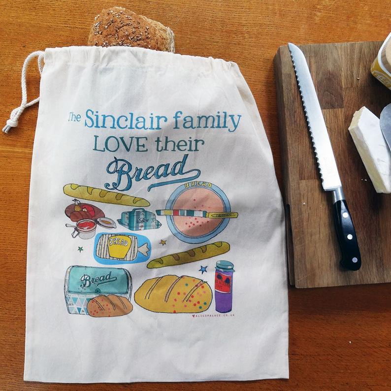CUSTOM LOGO FOOD PRODUCE MUSLIN PRINTED ROPE DRAWSTRING ORGANIC COTTON BREAD BAG