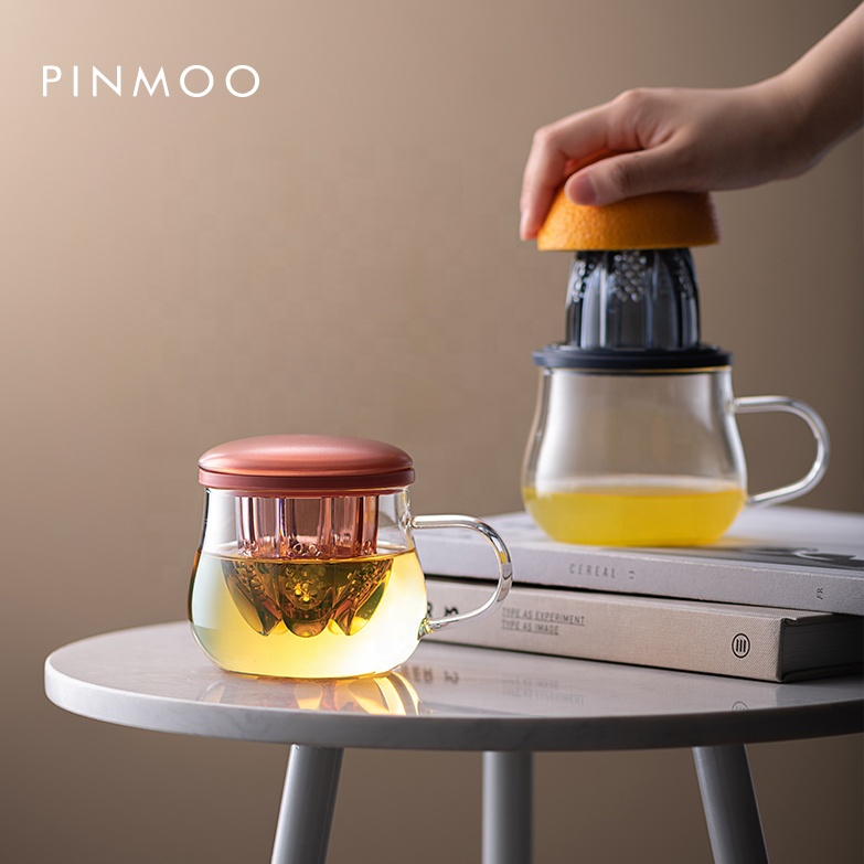 Pinmoo оригинальный дизайн 400 мл двойная функция ручная выдувная BPA бесплатно чашка для чая и фруктов из боросиликатного стекла