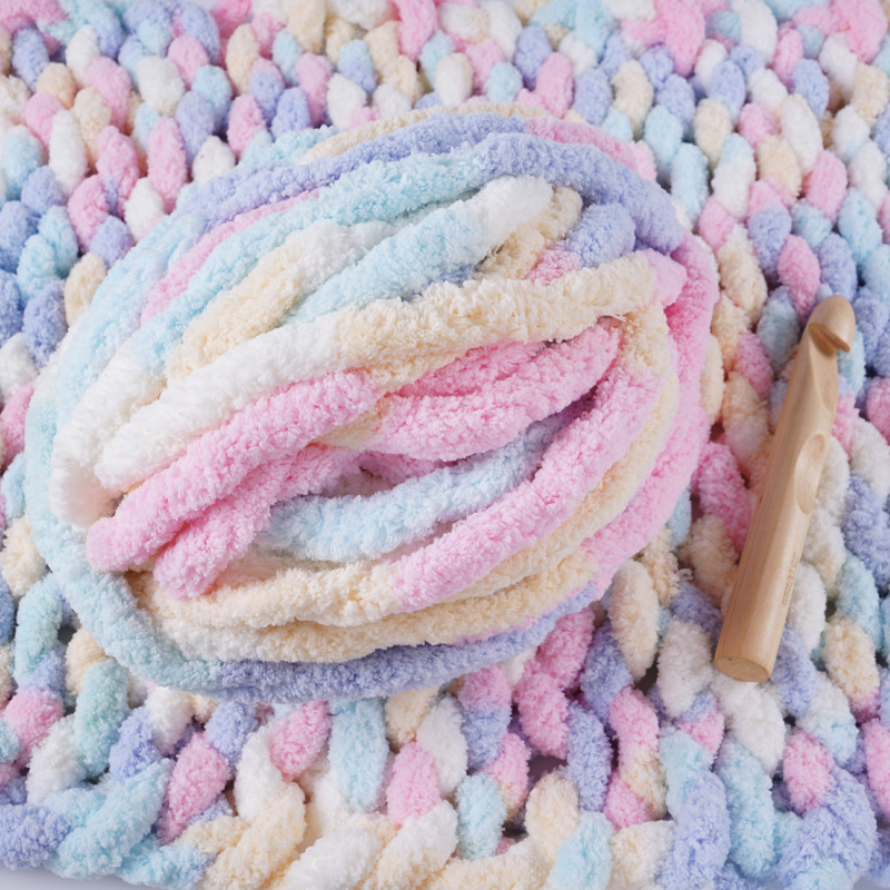 Factory Wholesale 2CM 3CM Thick Polyester Chenille DIY Yarn Recycled Yarn Chenille for Crochet Sewing and Making