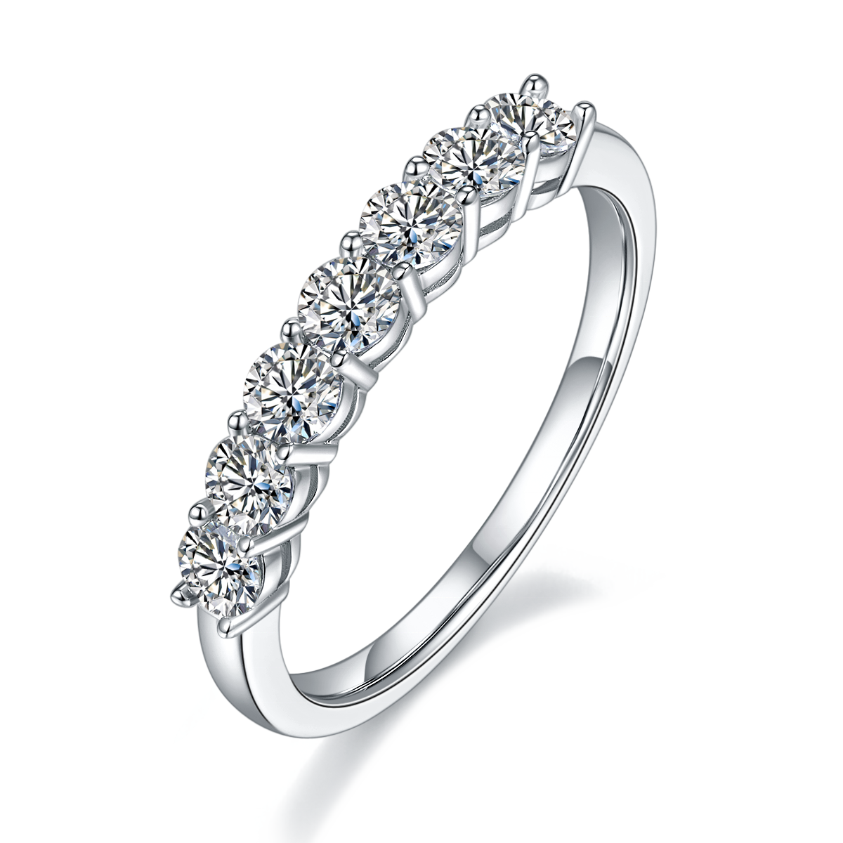 OEM provided women's 925 sterling silver jewelry rhodium plated classic round luxury engagement circle moissanite ring band