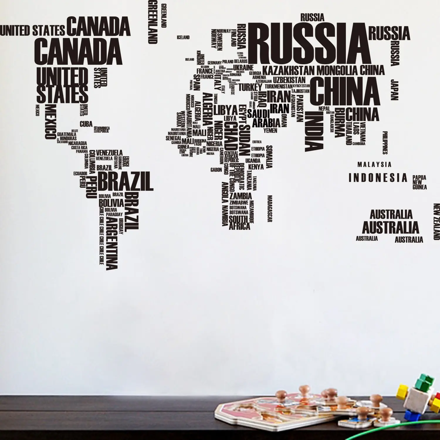 Home decor removable adhesive world map wall sticker