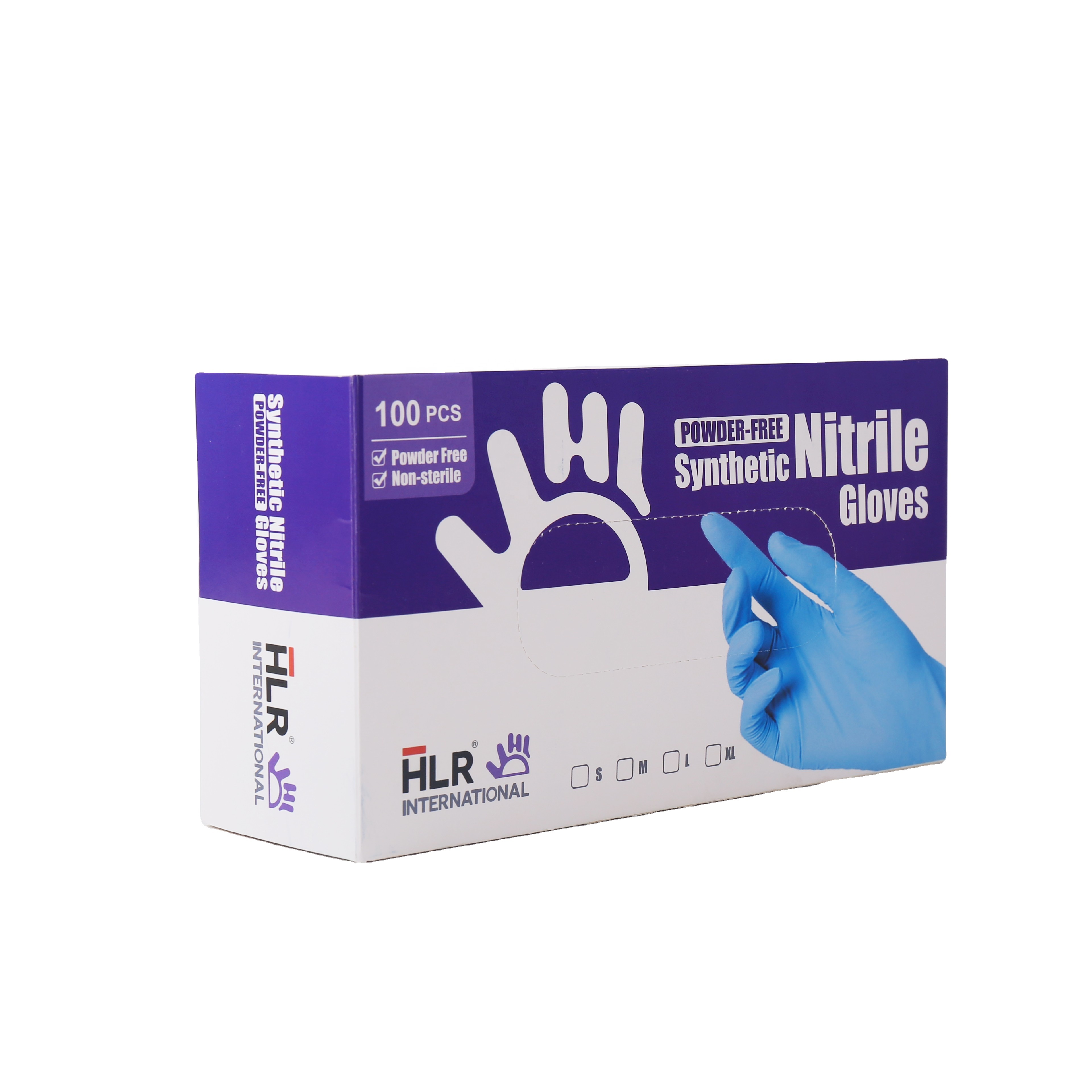 HLR Powder Free High Quality Box packing Vimyl Gloves Nitrile Gloves Synthetic Nitrile Gloves
