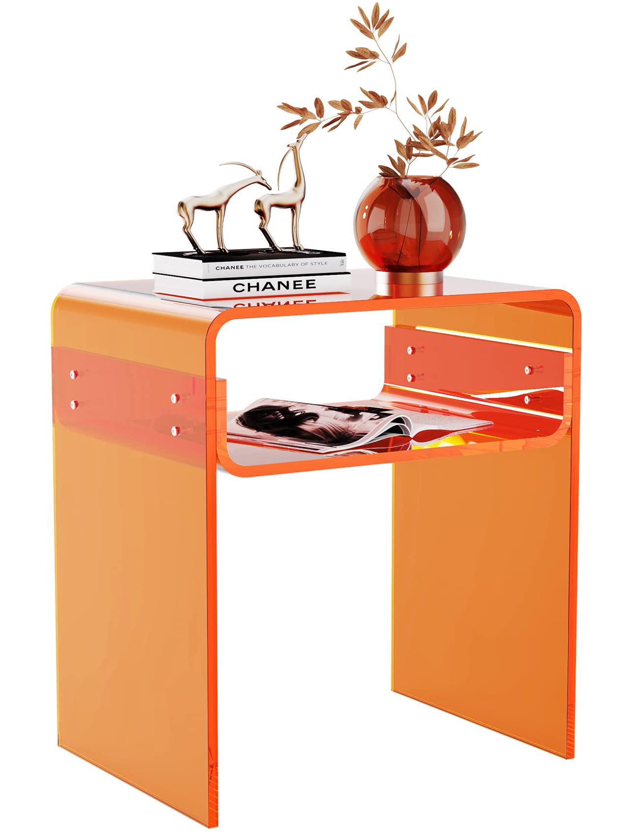 Professional factory customization Acrylic Table 2-Tier Bedside nightstand for Living Room Acrylic table