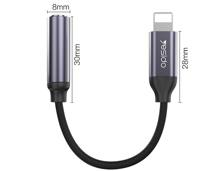 Yesido Aux Audio Cable for Lightning to Audio adapter cable 10CM 3.5mm AUX Headphones Adapter For iPhone 11 12