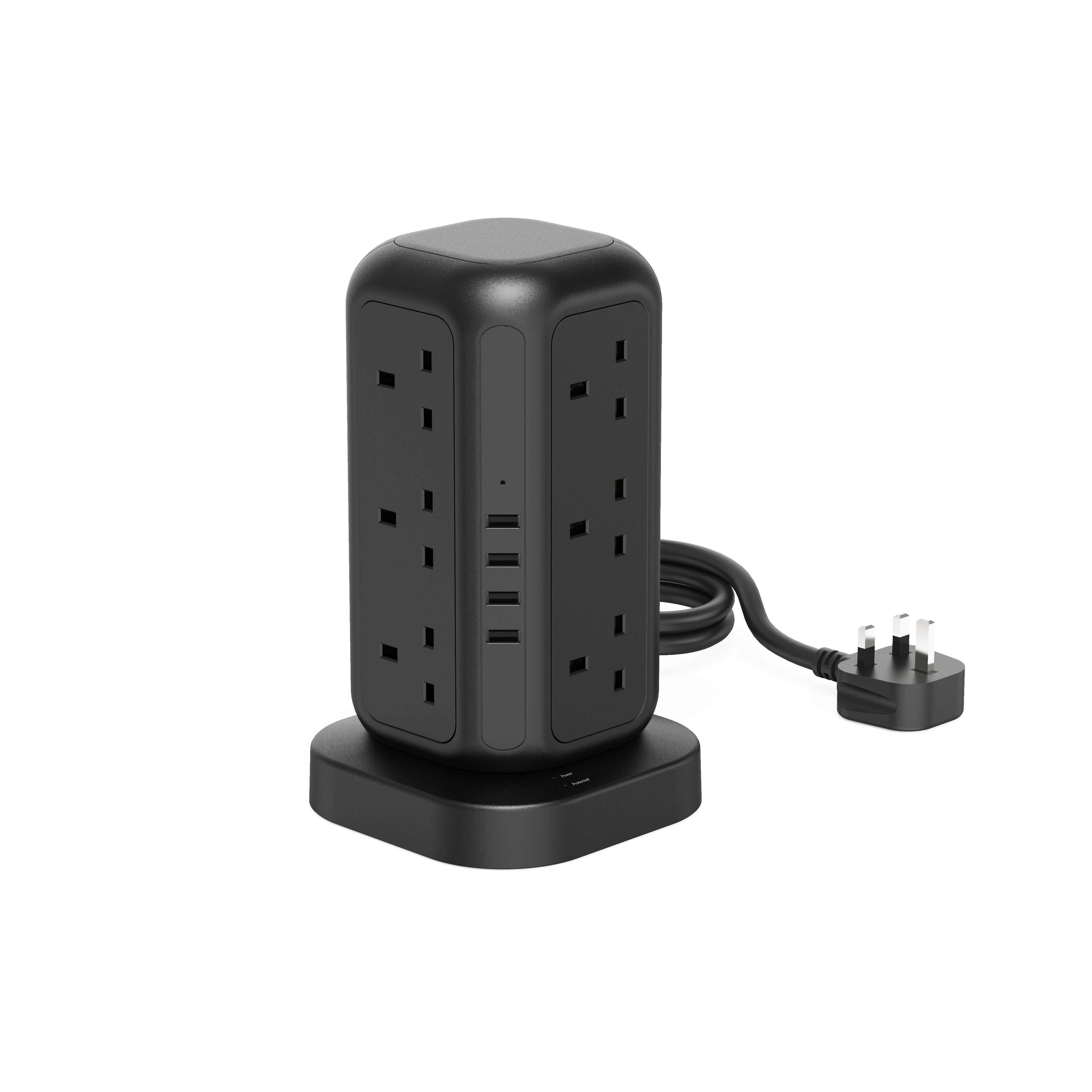 Factory Direct Multi UK Outlet Usb Power Strip With Surge Protector And Individual Switch Tower Socket for Office Desk