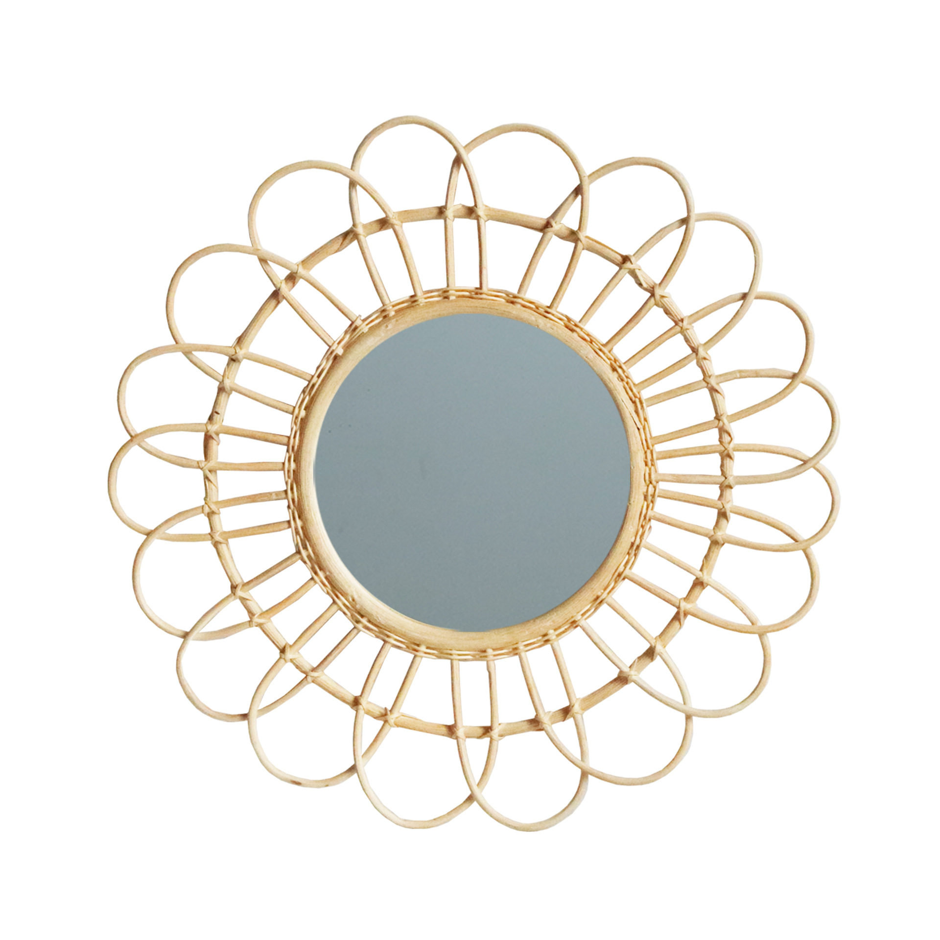 Rattan Makeup Mirror Innovative Art Decoration Round Mirror Dressing Bathroom Wall Hanging Mirror