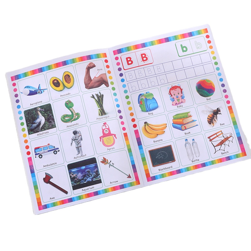 Customized English alphabet colorful kids activity sticker books for children's early education
