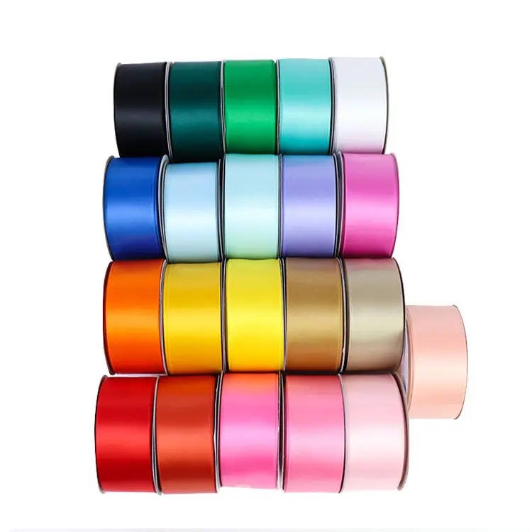 Factory wholesale solid color 25mm 100% polyester satin ribbon 100yards/roll